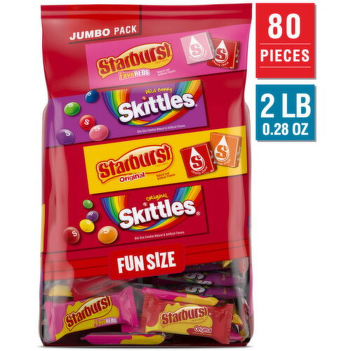 Mixed SKITTLES & STARBURST Fun Size Chewy Candy Easter Variety Bag, 32.28 Oz