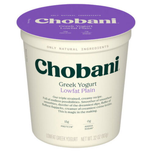 Chobani Yogurt, Greek, Lowfat, Plain