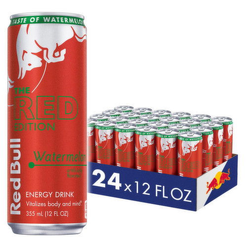 Red Bull Red Edition Watermelon Energy Drink, 12 oz Cans