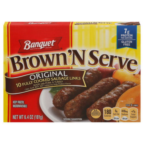 Banquet Sausage Links, Fully Cooked, Original