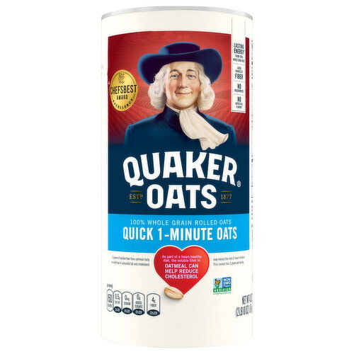 Quaker Oats Oats, Quick 1-Minute, 100% Whole Grain, Rolled