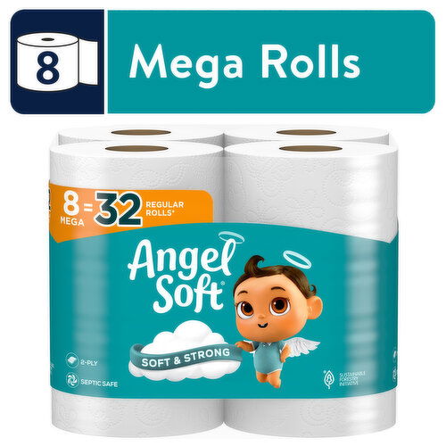 ANGEL SOFT Toilet Paper, 8 Mega Rolls