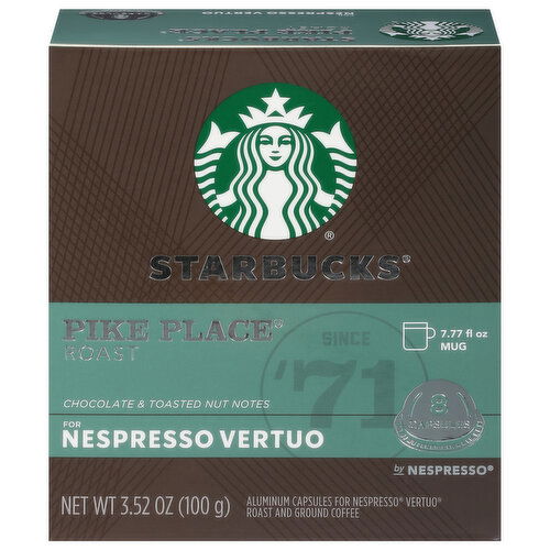 Starbucks Coffee, Ground, Pike Place Roast, Aluminum Capsules