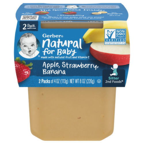 Gerber Apple, Strawberry, Banana, Sitter 2nd Foods, 2 Pack