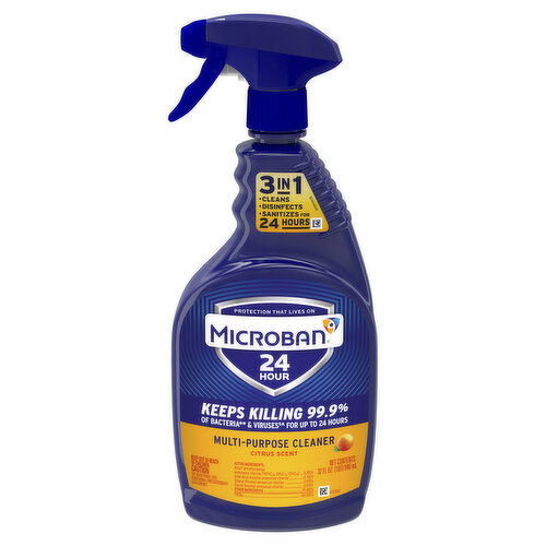 Microban Multi-Purpose Cleaner and Disinfectant Spray, Citrus, 32 oz
