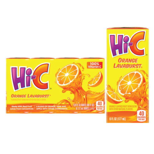 Hi-C  Orange Lavaburst Juice Boxes Made With Real Fruit Juice