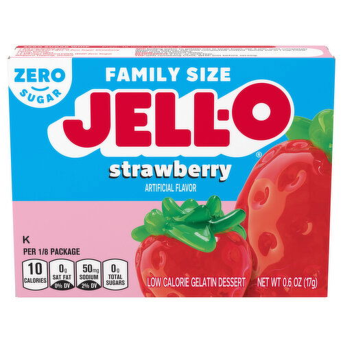 Jell-O Low Calorie Zero Sugar Strawberry Gelatin Dessert Family Size