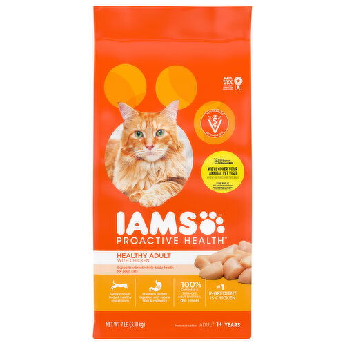 IAMS Cat Nutrition, Premium, with Chicken, Healthy Adult, 1+ Years