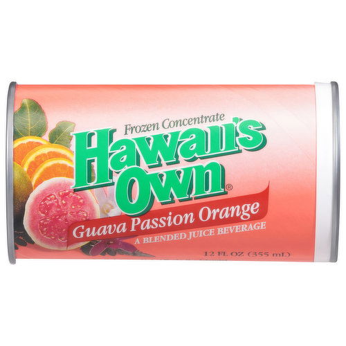 Hawaiis Own Juice Beverage, Blended, Guava Passion Orange