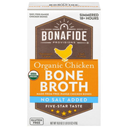 Bonafide Provisions Bone Broth, Organic, Chicken, No Salt Added