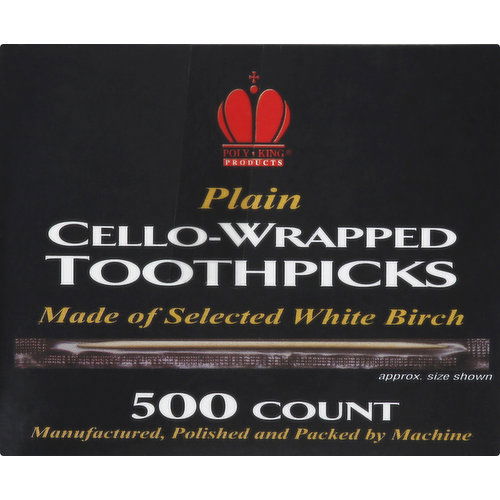 Poly King Toothpicks, Plain, Cello-Wrapped