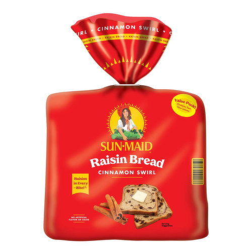 Sun-Maid Raisin Bread, Cinnamon Swirl, Value Pack