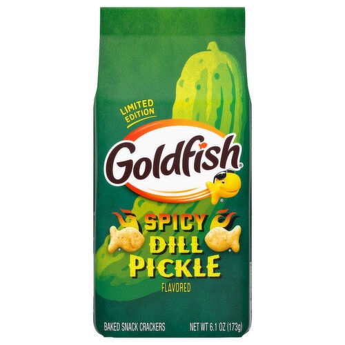 Goldfish Snack Crackers, Spicy Dill Pickle Flavored, Baked