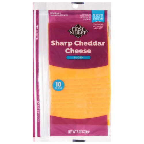 First Street Cheese, Sharp Cheddar, Sliced