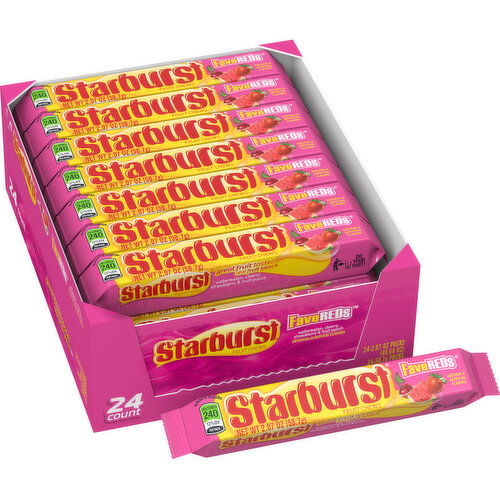 Starburst Starburst FaveREDs Fruit Chews Candy, 2.07 ounce (24 Single Packs)