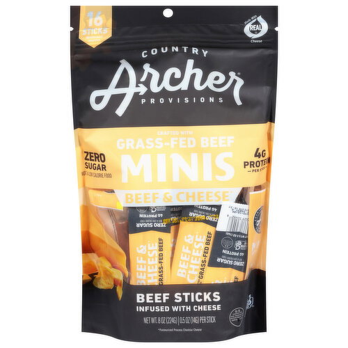 Country Archer Provisions Beef & Cheese Minis Beef Sticks