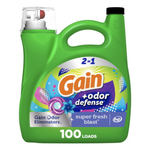 Gain Liquid HEC Odor Defense Spring Fresh Bl 100LD