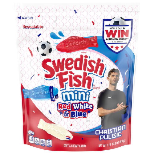 Swedish Fish Christian Pulisic Soft & Chewy Red White & Blue Mini Candy Image 1 of 6