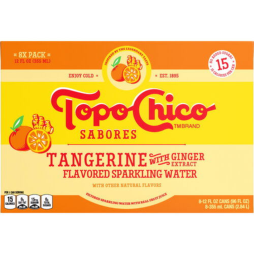 Topo Chico Sabores Tangerine With Ginger Extract Flavored Sparkling Water Portable Cans