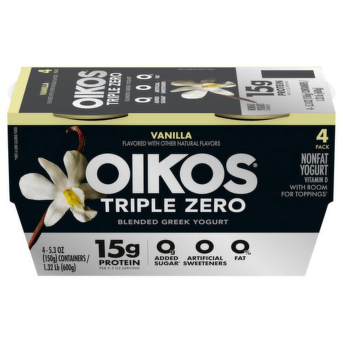 Oikos Triple Zero Vanilla High Protein Nonfat Greek Yogurt