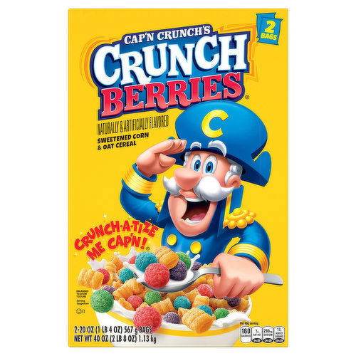 Cap'n Crunch Cereal, Sweetened Corn & Oat, Crunch Berries