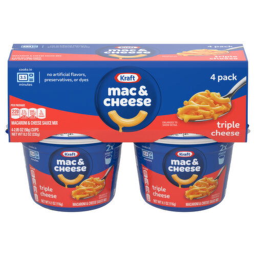 Kraft Mac & Cheese, Triple Cheese, 4 Pack