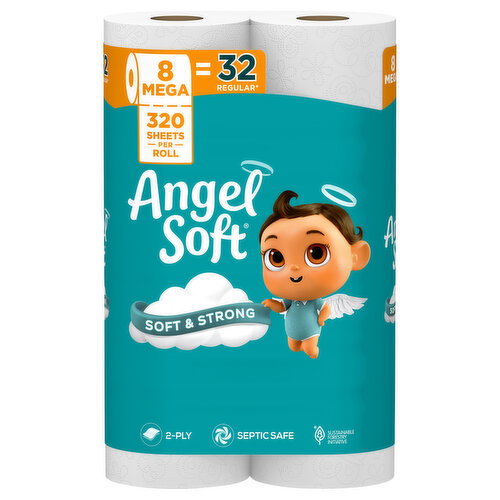 Angel Soft 2-Ply Mega Rolls Unscented Mega Rolls Bathroom Tissue