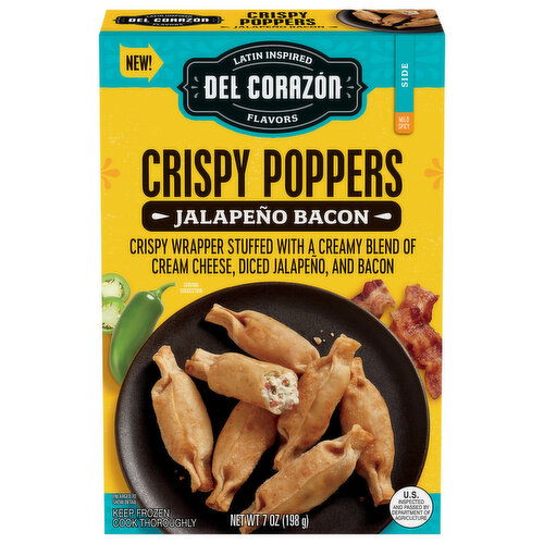 Del Corazon Crispy Poppers, Mild Spicy, Side, Jalapeno Bacon