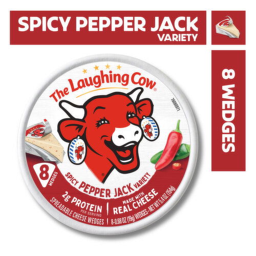 The Laughing Cow The Laughing Cow Creamy Spicy Pepper Jack Spreadable Cheese Wedges, 8 pack (5.4 oz)