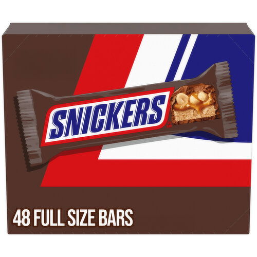 Snickers SNICKERS Full Size Bulk Chocolate Candy Bars, 1.86 oz Bar, 48 ct Box