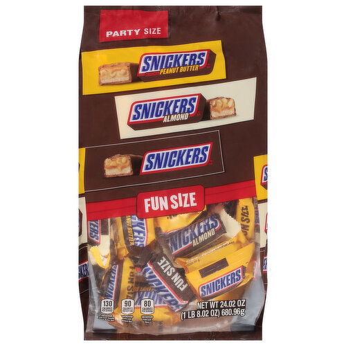 Snickers Bars, Almond/Peanut Butter, Fun Size, Party Size