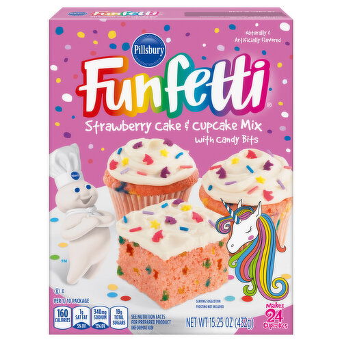 Funfetti Cake & Cupcake Mix, with Candy Bits, Strawberry