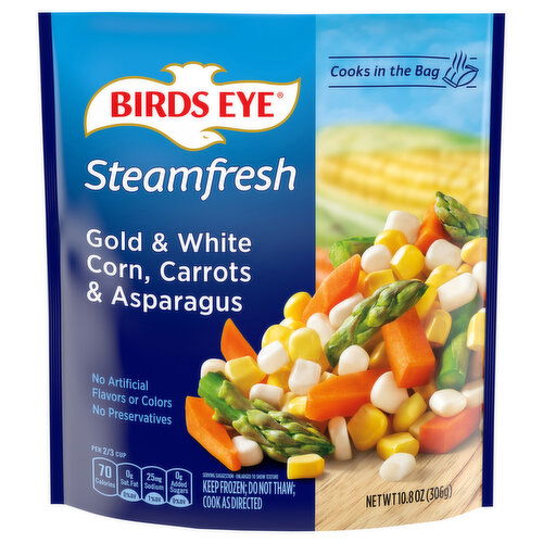 Birds Eye Gold & White Corn, Carrots & Asparagus