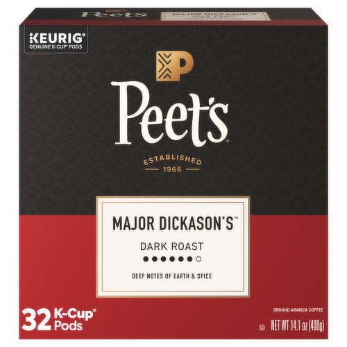 Peet's K-Cup Pods Ground Dark Roast Major Dickason's Coffee