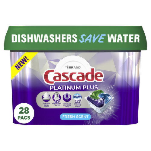 Cascade Platinum Plus Dishwasher Pods, Fresh