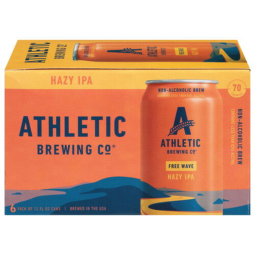 Athletic Brewing Co Beer, Hazy IPA, Free Wave, 6 Pack