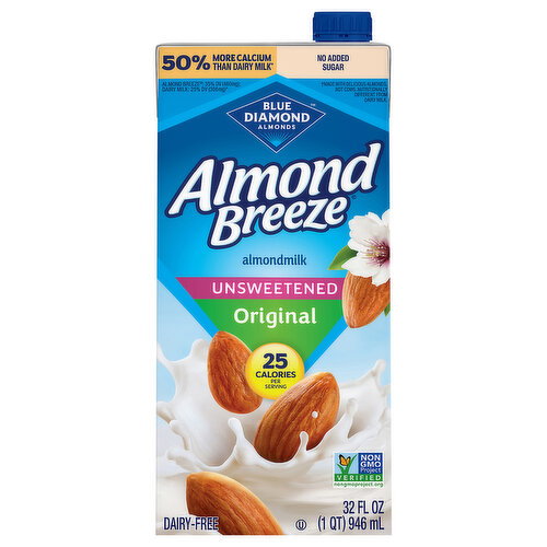 Almond Breeze Dairy-Free Unsweetened Original Almondmilk Image 1 of 6