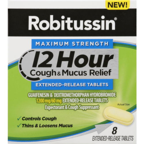 Robitussin Cough & Mucus Relief, 12 Hour, Maximum Strength, Tablets