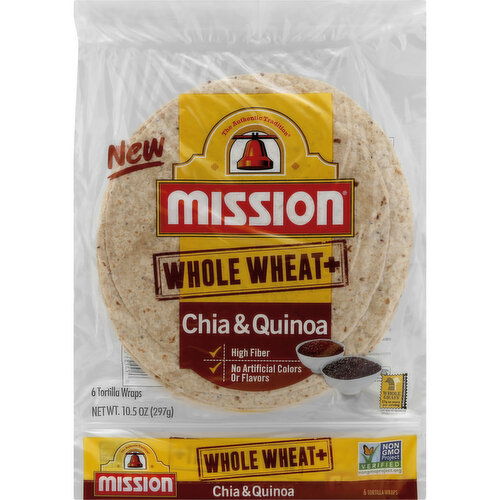 Mission Tortilla Wraps, Chia & Quinoa, Whole Wheat+