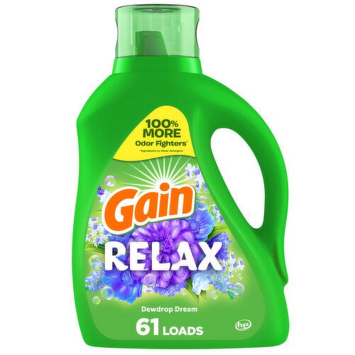 Gain Liquid Laundry Detergent, Relax, Dewdrop Dream, 61 loads