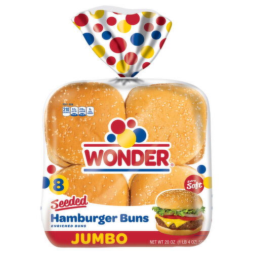 Wonder Extra Soft Seeded Jumbo Hamburger Buns