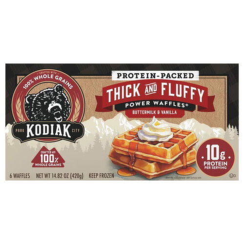 Kodiak Protein-Packed Thick and Fluffy Buttermilk & Vanilla Power Waffles