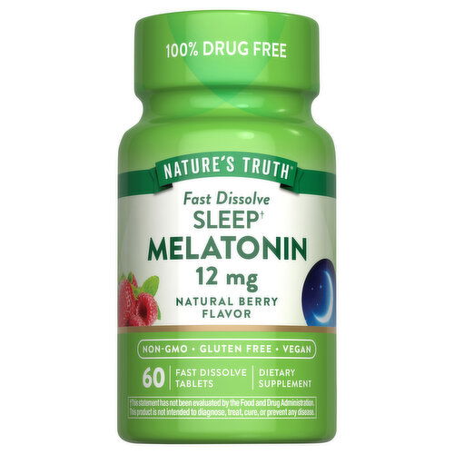 Nature's Truth Natural Berry Flavor Fast Dissolve Tablets 12 mg Sleep Melatonin