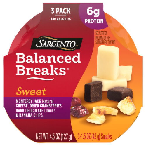 Sargento Sweet Monterey Jack Cheese/Dried Cranberries/Cheese/Dark Chocolate & Banana Chips Balanced Breaks Image 1 of 6