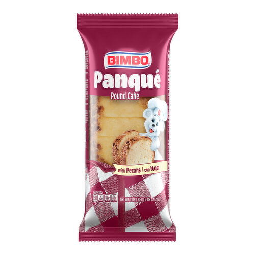 Bimbo Plain Pound Cake with Pecans, Individual, 9.88 oz