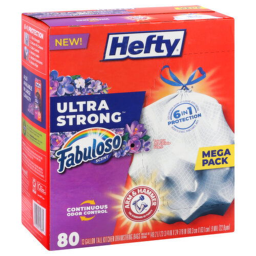 Hefty Tall Kitchen Bags, Drawstring, Fabuloso Scent, 13 Gallon, Mega Pack