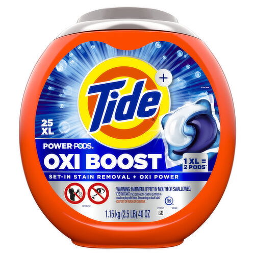 Tide + Tide Oxi Boost Power PODS Laundry Pods, 25 Count