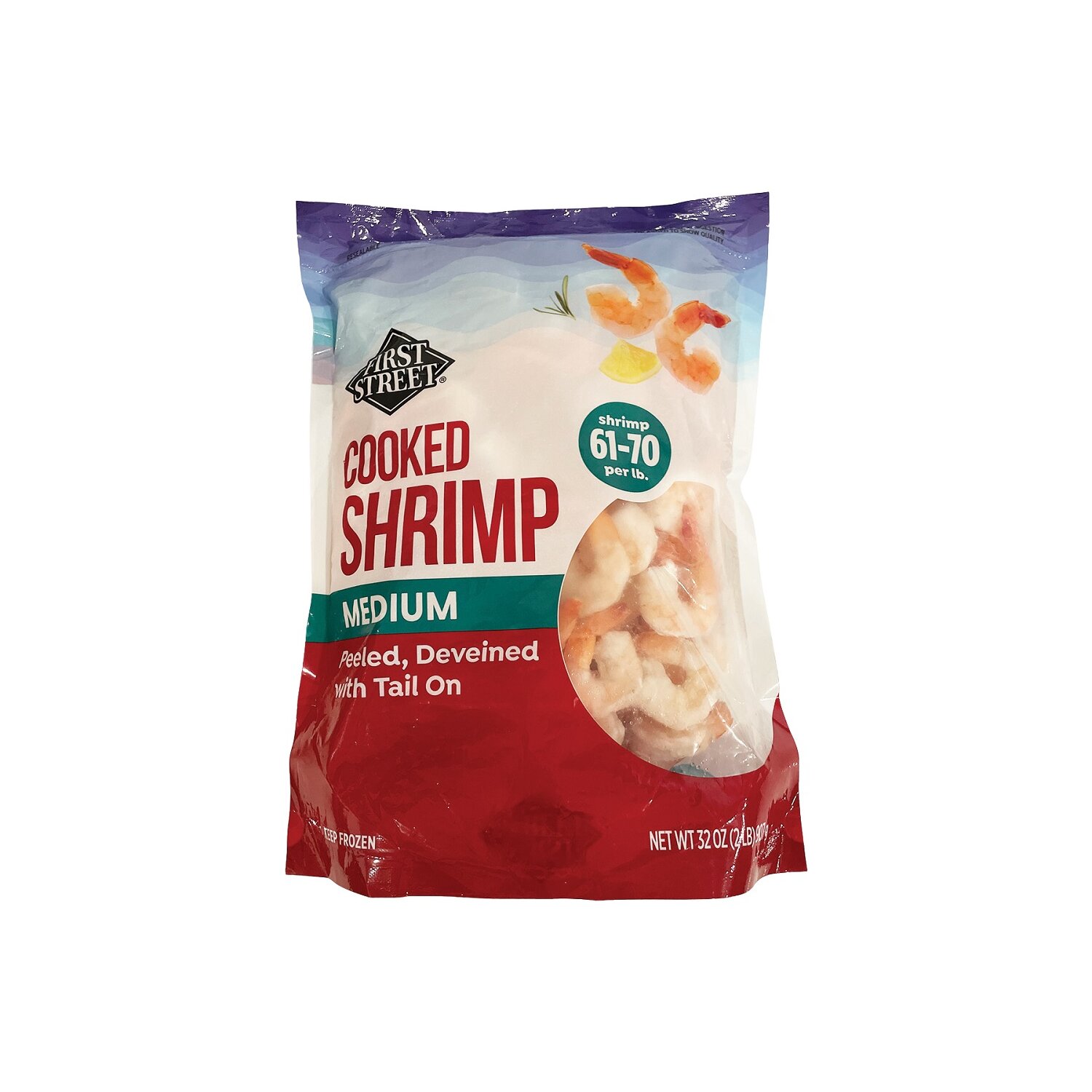 First Street HOS 61/70 Cooked Shrimp Tail On - Smart & Final