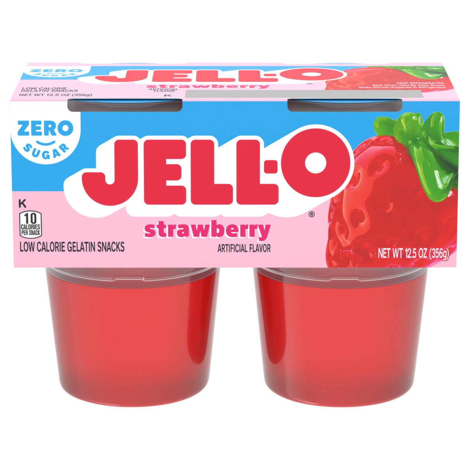 Jell-O Zero Sugar Low Calorie Strawberry Kiwi Gelatin Snacks