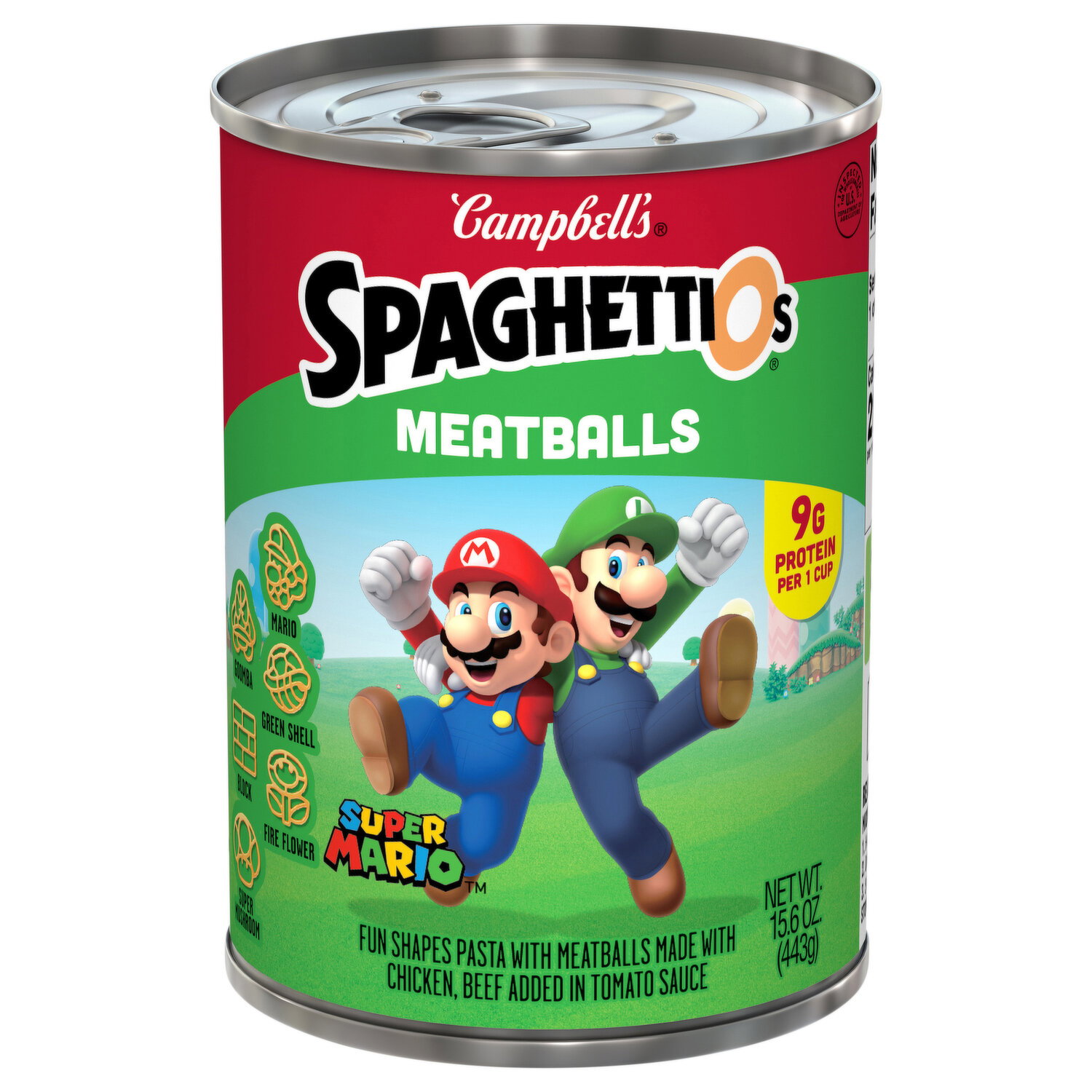 SpaghettiOs Super Mario Fun Shapes Pasta with Meatballs - Smart